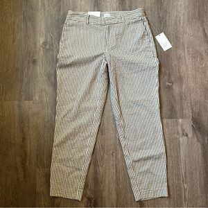 🔴A NEW DAY White/Tan Striped Slim Ankle Mid Rise Slim Hip & Thigh Chinos